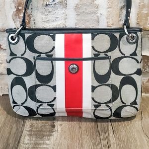 Authentic Red White Black Coach Shoulder Bag